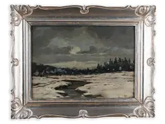 Gustav Macoun, In Winter Near Kameničky, 1930, Oil on cardboard