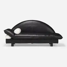 Postmodern, Sofa, c. 1990, leather, enameled steel