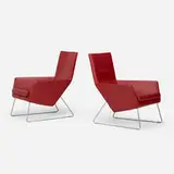 Gerard van den Berg, Don lounge chairs, pair, c. 2002, chrome-plated steel, leather