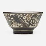 Katherine Hackl, Sgraffito Pottery bowl with birds and flowers, c. 2005, glazed porcelain