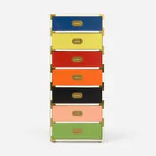 Schoolfield Industries, Swingers Collection cabinet, c. 1970, lacquered wood, laminate, brass