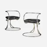 Vladimir Tatlin, Chairs, pair, chrome-plated steel, leather