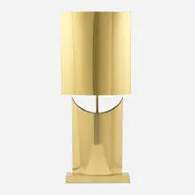 C. Jeré, Table lamp, c. 1967, brass-plated steel, enameled steel