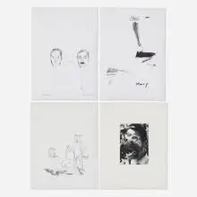 Douglas Kolk, Four works, 1993, ink on Cranes thesis paper; graphite on paper
