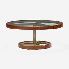 Modern, Coffee table, c. 1965, rosewood, steel, glass