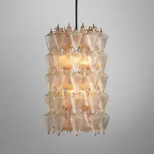 Chandelier by Venini, c. 1950, enameled steel, glass, sold Jun 2024