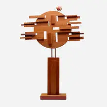 John Risley, Untitled, painted and stained wood, copper tubing