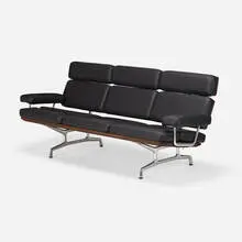 Charles and Ray Eames, Eames sofa, walnut, leather, polished aluminum, steel