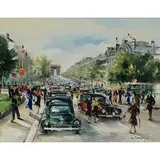 Maurice Louis Legendre, Parisian City Street Scene with L’Arc de Triomphe