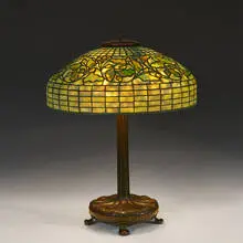 Tiffany Studios, Oak Leaf & Acorn table lamp: shade, #1467 on base, #363