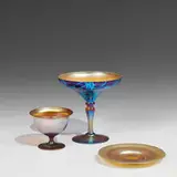 compote with heart and vine decoration by attribution Vineland Flint Glass Works, sold Dec 2021
