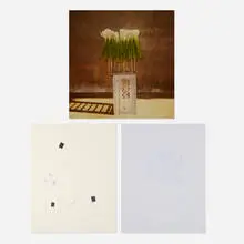 Frances Stark, A Picture of Onion, 1999, polaroid mounted on paper, blue text print, mixed media on paper