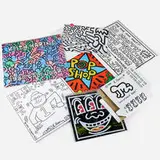 Keith Haring, collection of Pop Shop ephemera, 1985-89, printed paper, vinyl, metal