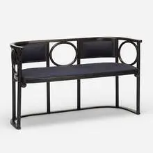 Josef Hoffmann, settee, c. 1908, steam bent and lacquered beech, upholstery