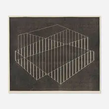 Fenced by Josef Albers, 1944, linocut on paper, sold Oct 2019
