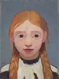 Paula Modersohn-Becker, Kopf eines blonden Mädchens mit Zöpfen, Um 1905, Tempera auf Leinwand