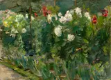 Max Liebermann, Rote und weiße Blumen nach Südosten (Blumenstauden im Nutzgarten nach Südosten), 1925, Öl auf Leinwand