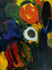 Ernst Wilhelm Nay, Rot in tiefem Klang, 1962, Öl auf Leinwand