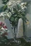 Lovis Corinth, Flieder im Kelchglas, 1923, Öl auf leinenstrukturierter Pappe