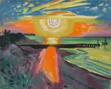 Max Pechstein, Sonnenuntergang an der See, 1921, Öl auf Leinwand