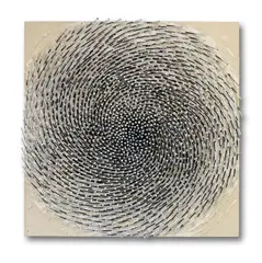 Günther Uecker, Spirale “(Für Rerik), 2011, Nägel auf Leinwand auf Holz, weiß bemalt
