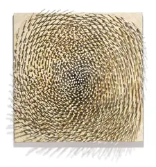 Günther Uecker, SPIRALE, 2005, Nägel, weiße Farbe und plastische Masse auf Leinwand auf Holz