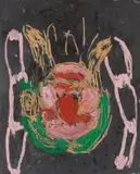Georg Baselitz, 6 schöne, 4 häßliche Porträts: häßliches Porträt 9, 1988, Öl auf bearbeiteter Holzplatte