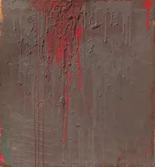 Hermann Nitsch, Ohne Titel (Schüttbild), 1960, Öl und Blut auf Hartfaser
