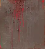 Hermann Nitsch, Ohne Titel (Schüttbild), 1960, Öl und Blut auf Hartfaser