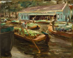 Gemüsemarkt in Delft by Max Liebermann, 1907, Öl auf Leinwand, sold Jun 2015