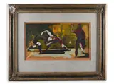 Adolf Zábranský, Fighters, 1968, Watercolour on cardboard
