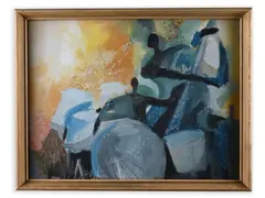 A Composition by Jan Kristofori, 1961, Oil on cardboard, sold Oct 2022