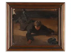 Jakub Schikaneder, On the Ice - Study, Oil on canvas