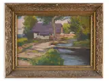 Ota Bubeníček, House Near the Water, First half of 20th century, Oil on cardboard