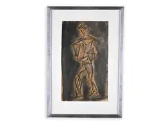 František Hudeček, A Figure, 1943, Ink, charcoal, watercolour