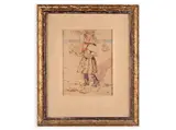 Antoš Frolka, Boy and a Girl in Folk Dress, 1920s, Watercolour, paper