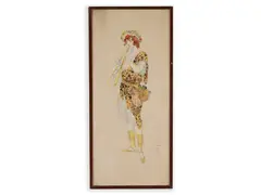 Karel Stroff, Pan and Flute, First third of 20th century, Watercolour, pencil, paper