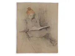 Karel Špillar, Drawing Girl, 1899, Charcoal, pastel, paper