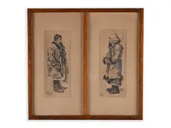 Hanuš Schwaiger, Man and a Woman in Folk Dress, 1890, Drypoint on paper