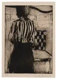 Richard Diebenkorn, Back View of Standing Woman with Striped Shirt