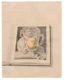 Paul Wonner, Book, Beaker, and Peach, 1968, Graphite and watercolor on paper