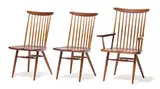 New chairs (6) by George Nakashima, 1955, American black walnut and hickory, sold Feb 2020