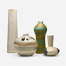 Russel Wright and Glidden Pottery, Collection of four vases, c. 1950, glazed stoneware