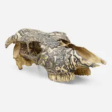 Skull by Folk Art, painted bone, sold Jun 2024