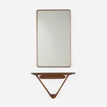 Daniel Hellman and Eric Chang, Wall-hanging mirror and console table, 2006, walnut, mirrored glass
