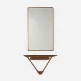 Daniel Hellman and Eric Chang, Wall-hanging mirror and console table, 2006, walnut, mirrored glass
