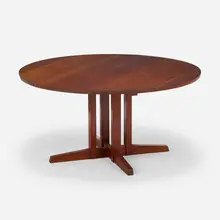 Gino Russo, Dining table, c. 1976, cherry, rosewood, glass