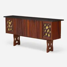 Gino Russo, Cabinet, c. 1978, walnut, slate, vellum