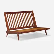 Gino Russo, Spindle sofa, c. 1980, cherry, vinyl