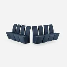 Eric Jourdain, Dining chairs from The Bridge, set of eight, c. 2002, leather upholstery, enameled tubular steel